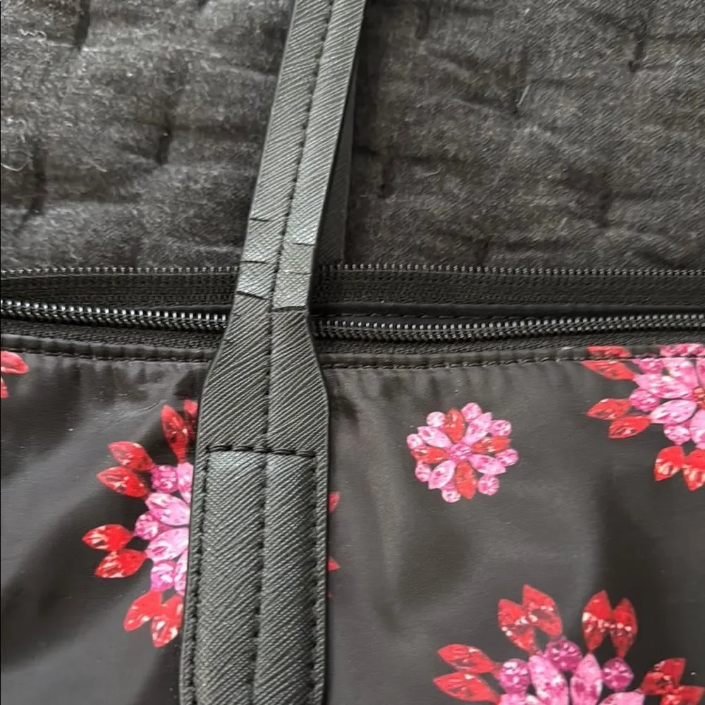 Michael Kors Nylon Floral Tote Bag Black/Pink Floral Print, Gold Tone Hardware - Picture 13 of 15